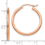Charger l&#39;image dans la galerie, 10k Rose Gold Classic Round Hoop Earrings 25mm x 2mm
