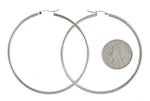 Cargar imagen en el visor de la galería, 14k White Gold 67mm x 2.5mm Large Classic Round Hoop Earrings
