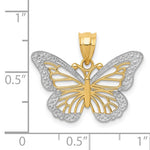 Carregar imagem no visualizador da galeria, 14k Yellow Gold and Rhodium Butterfly Pendant Charm
