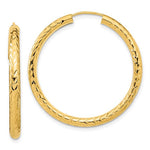 Afbeelding in Gallery-weergave laden, 10K Yellow Gold Diamond Cut 33mm x 3mm Endless Hoop Earrings
