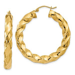 Загрузить изображение в средство просмотра галереи, 14k Yellow Gold Twisted Classic Round Hoop Earrings 37mm x 5mm
