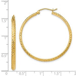Załaduj obraz do przeglądarki galerii, 14k Yellow Gold 37mm x 2.5mm Diamond Cut Round Hoop Earrings
