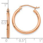 Lataa kuva Galleria-katseluun, 10k Rose Gold Classic Round Hoop Earrings 21mm x 2mm
