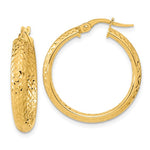 Lade das Bild in den Galerie-Viewer, 14k Yellow Gold 25mm x 3.75mm Diamond Cut Inside Outside Round Hoop Earrings
