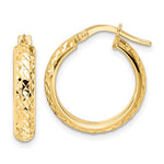 Загрузить изображение в средство просмотра галереи, 14K Yellow Gold 18mm x 4mm Diamond Cut Round Hoop Earrings
