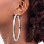 Indlæs billede til gallerivisning 14K White Gold Diamond Cut Round Hoop Earrings 70mm x 4mm

