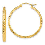이미지를 갤러리 뷰어에 로드 , 14k Yellow Gold 30mm x 2.5mm Diamond Cut Round Hoop Earrings
