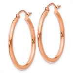 Charger l&#39;image dans la galerie, 10k Rose Gold Classic Round Hoop Earrings 25mm x 2mm
