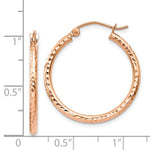 Load image into Gallery viewer, 14K Rose Gold Diamond Cut Classic Round Hoop Earrings 25mm x 2mm
