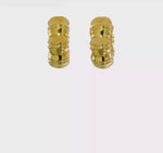 Laden und Abspielen von Videos im Galerie-Viewer, 14k Yellow Gold Bamboo Round Hoop Earrings
