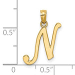 Carregar imagem no visualizador da galeria, 14K Yellow Gold Script Initial Letter N Cursive Alphabet Pendant Charm
