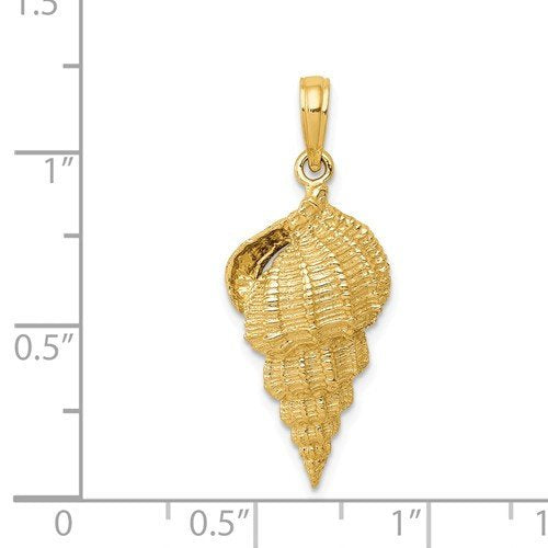 14K Yellow Gold Conch Shell Seashell Ocean Sea Beach Life Pendant Charm