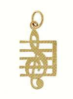Indlæs billede til gallerivisning 14k Yellow Gold Music Treble Clef Symbol Pendant Charm
