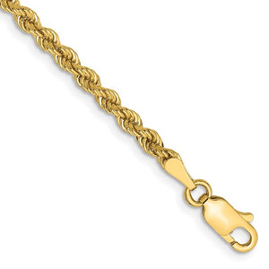 14K Yellow Gold 2.75mm Rope Bracelet Anklet Choker Necklace Pendant Chain