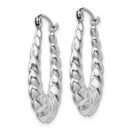 Charger l&#39;image dans la galerie, 14K White Gold Shrimp Twisted Oval Classic Hoop Earrings
