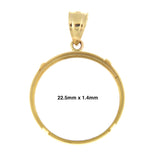 Lataa kuva Galleria-katseluun, 14K Yellow Gold Holds 22.5mm x 1.4mm Coins or Mexican 10 Peso or Mexican 1/4 oz ounce Coin Holder Tab Back Frame Pendant
