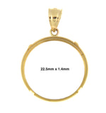 Załaduj obraz do przeglądarki galerii, 14K Yellow Gold Holds 22.5mm x 1.4mm Coins or Mexican 10 Peso or Mexican 1/4 oz ounce Coin Holder Tab Back Frame Pendant
