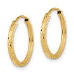 Load image into Gallery viewer, 14k Yellow Gold 16mm x 1.35mm Diamond Cut Round Endless Hoop Earrings
