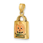Cargar imagen en el visor de la galería, 14k Yellow Gold Halloween Jack O Lantern Trick O Treat Bag 3D Pendant Charm
