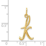 Загрузить изображение в средство просмотра галереи, 14K Yellow Gold Lowercase Initial Letter K Script Cursive Alphabet Pendant Charm
