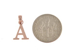 Load image into Gallery viewer, 14K Rose Gold Uppercase Initial Letter A Block Alphabet Pendant Charm
