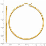 Загрузить изображение в средство просмотра галереи, 14K Yellow Gold Diamond Cut Round Hoop Textured Earrings 55mm x 2mm
