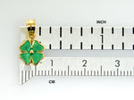 Cargar imagen en el visor de la galería, 14k Yellow Gold Green Enamel Good Luck Four Leaf Clover Pendant Charm
