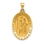 將圖片載入圖庫檢視器 18k Yellow Gold Saint Christopher Medal Oval Pendant Charm
