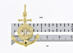Charger l&#39;image dans la galerie, 14k Yellow White Gold Anchor Compass Ship Wheel Nautical 3D Pendant Charm
