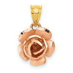 이미지를 갤러리 뷰어에 로드 , 14k Gold Two Tone Small Rose Flower Pendant Charm
