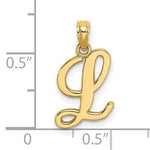 Załaduj obraz do przeglądarki galerii, 14K Yellow Gold Script Initial Letter L Cursive Alphabet Pendant Charm
