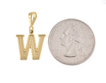Afbeelding in Gallery-weergave laden, 14K Yellow Gold Uppercase Initial Letter W Block Alphabet Pendant Charm
