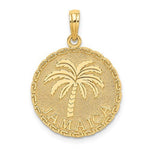 Załaduj obraz do przeglądarki galerii, 14k Yellow Gold Jamaica Palm Tree Travel Round Pendant Charm
