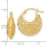 Load image into Gallery viewer, 14K Yellow Gold Diamond Cut Filigree Ornate Hoop Earrings
