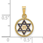 Afbeelding in Gallery-weergave laden, 14k Yellow Gold Enamel Star of David Round Circle Frame Pendant Charm
