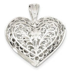 이미지를 갤러리 뷰어에 로드 , Sterling Silver Puffy Filigree Heart 3D Large Pendant Charm
