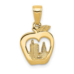 Kép betöltése a galériamegjelenítőbe: 10k Yellow Gold New York Skyline Apple Pendant Charm
