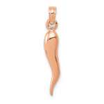 Lataa kuva Galleria-katseluun, 10k Rose Gold Good Luck Italian Horn 3D Pendant Charm
