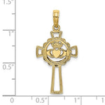 이미지를 갤러리 뷰어에 로드 , 10k Yellow Gold Claddagh Cross Pendant Charm
