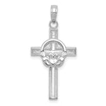 Afbeelding in Gallery-weergave laden, 10k White Gold Claddagh Cross Pendant Charm
