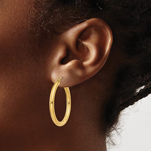 10K Yellow Gold 30mm x 3mm Classic Round Hoop Earrings