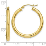 Indlæs billede til gallerivisning 10K Yellow Gold 30mm x 3mm Classic Round Hoop Earrings
