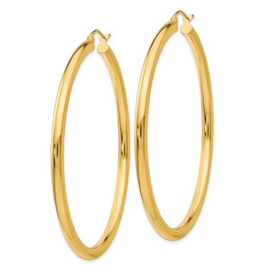 10K Yellow Gold 55mm x 3mm Classic Round Hoop Earrings