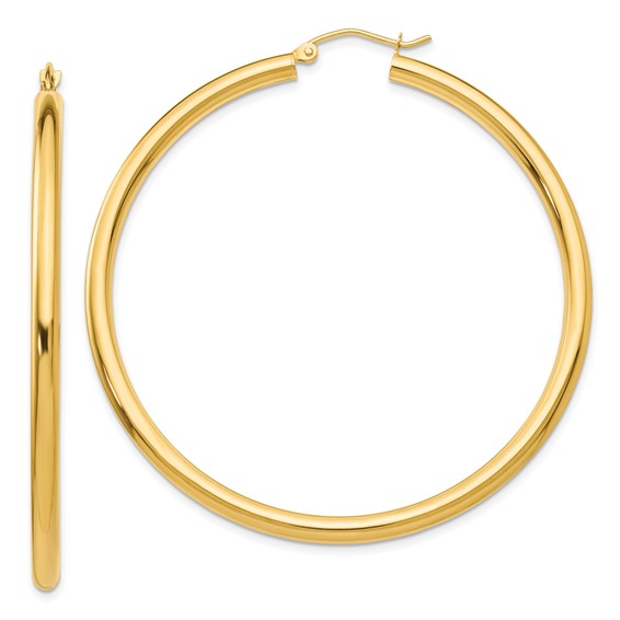 10K Yellow Gold 55mm x 3mm Classic Round Hoop Earrings