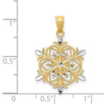 Afbeelding in Gallery-weergave laden, 14k Yellow Gold and Rhodium Snowflake Pendant Charm
