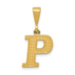Lataa kuva Galleria-katseluun, 14K Yellow Gold Uppercase Initial Letter P Block Alphabet Pendant Charm
