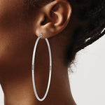 画像をギャラリービューアに読み込む, Sterling Silver Diamond Cut Classic Round Hoop Earrings 70mm x 2mm
