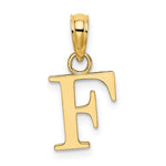 Carica l&#39;immagine nel visualizzatore di Gallery, 14K Yellow Gold Uppercase Initial Letter F Block Alphabet Pendant Charm
