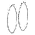 画像をギャラリービューアに読み込む, 14K White Gold Diamond Cut Round Hoop Textured Earrings 55mm x 2mm
