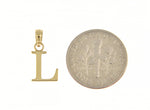 Cargar imagen en el visor de la galería, 14K Yellow Gold Uppercase Initial Letter L Block Alphabet Pendant Charm
